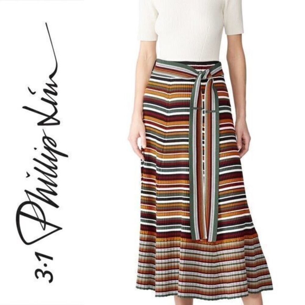 3.1 Phillip Lim Multi Color Stripped Knit Skirt